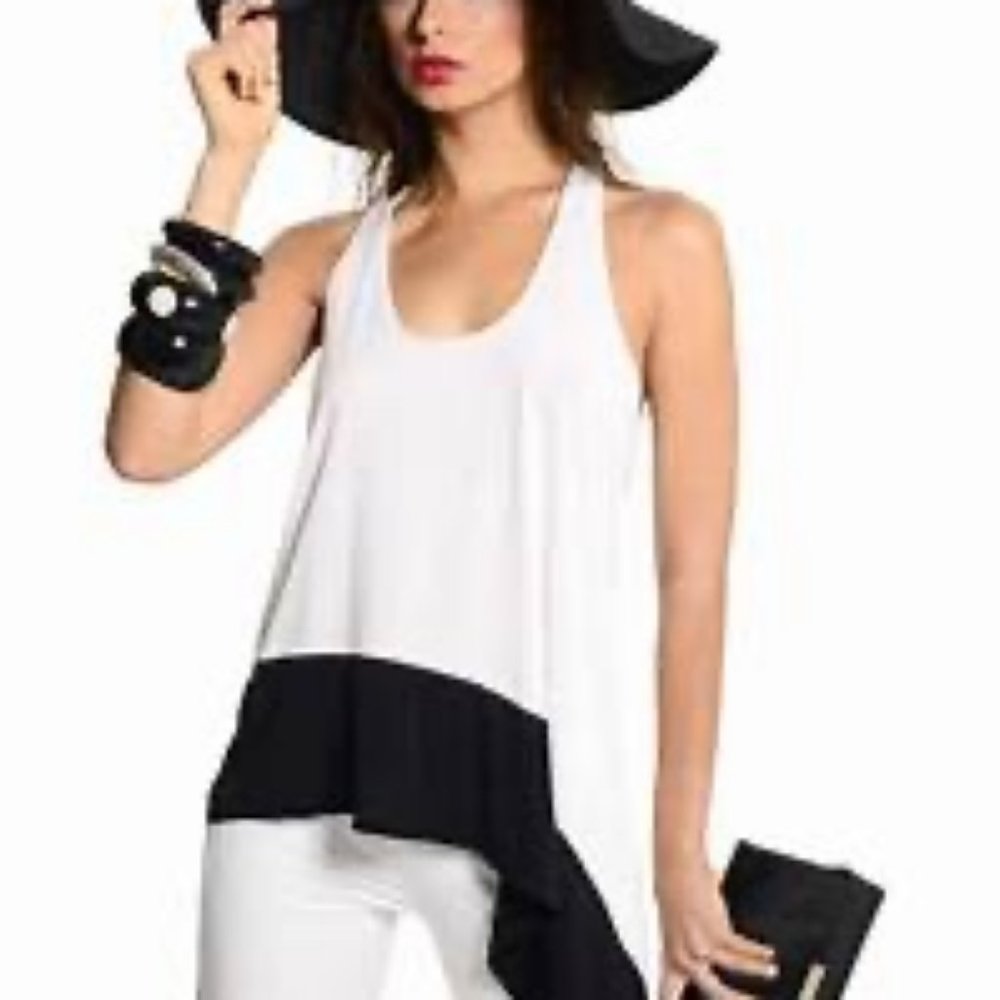 Julian Chang Black & White Rayon Top Size L